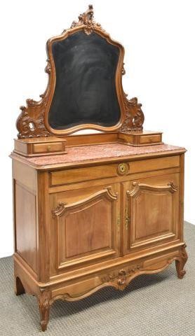 LOUIS XV STYLE MARBLE-TOP WALNUT