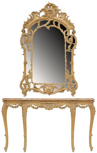 LOUIS XV STYLE MARBLE-TOP WOOD