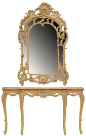 LOUIS XV STYLE MARBLE-TOP WOOD