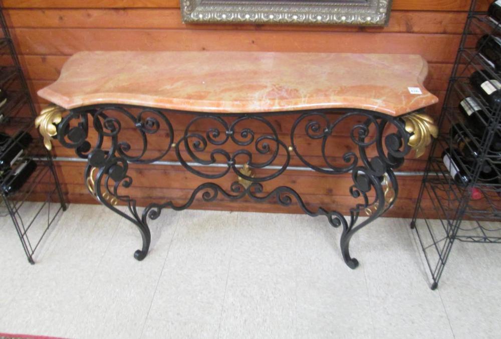 LOUIS XV STYLE MARBLE-TOP WROUGHT