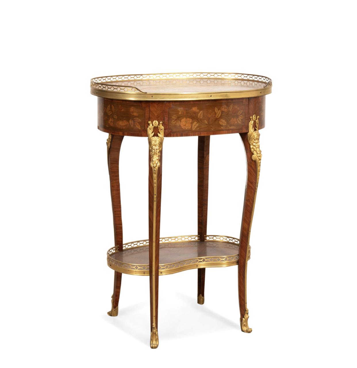 LOUIS XV STYLE MARQUETRY & GILT