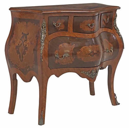 LOUIS XV STYLE MARQUETRY BOMBE