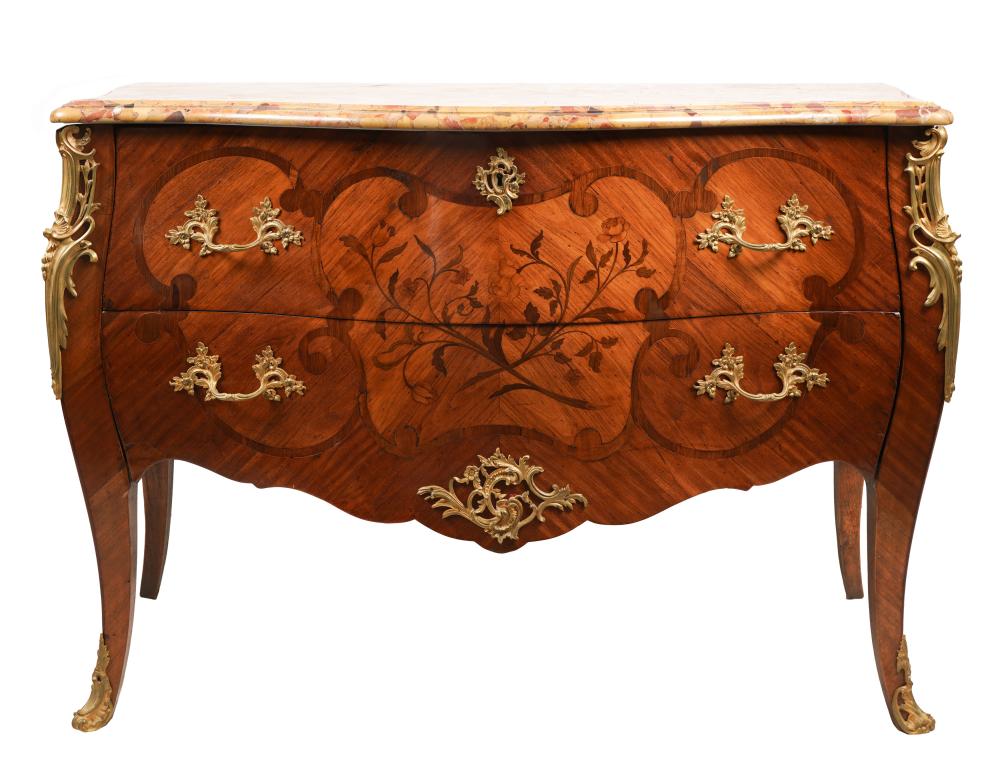 LOUIS XV-STYLE MARQUETRY MARBLE-TOP