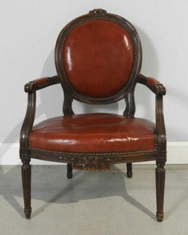 LOUIS XV STYLE OAK FRAMED FAUTEUIL,