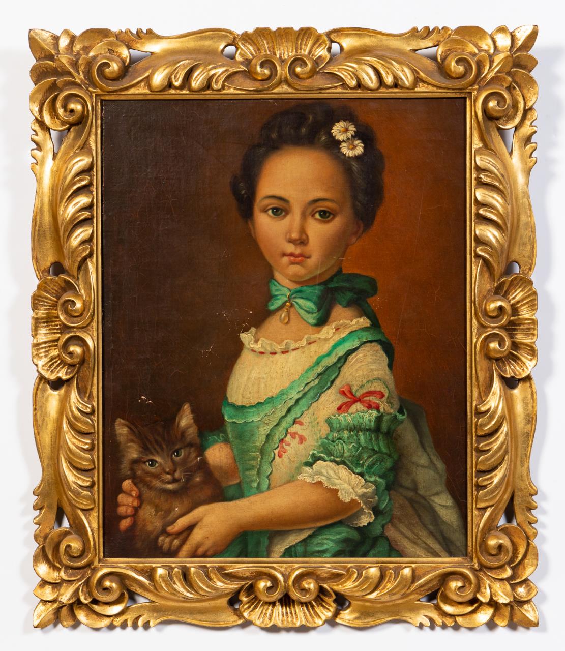 LOUIS XV STYLE OIL PORTRAIT OF A