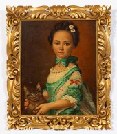 LOUIS XV STYLE OIL PORTRAIT OF
