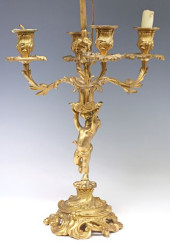 LOUIS XV STYLE ORMOLU CANDELAB