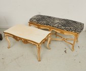 LOUIS XV STYLE PAINTED BENCH A