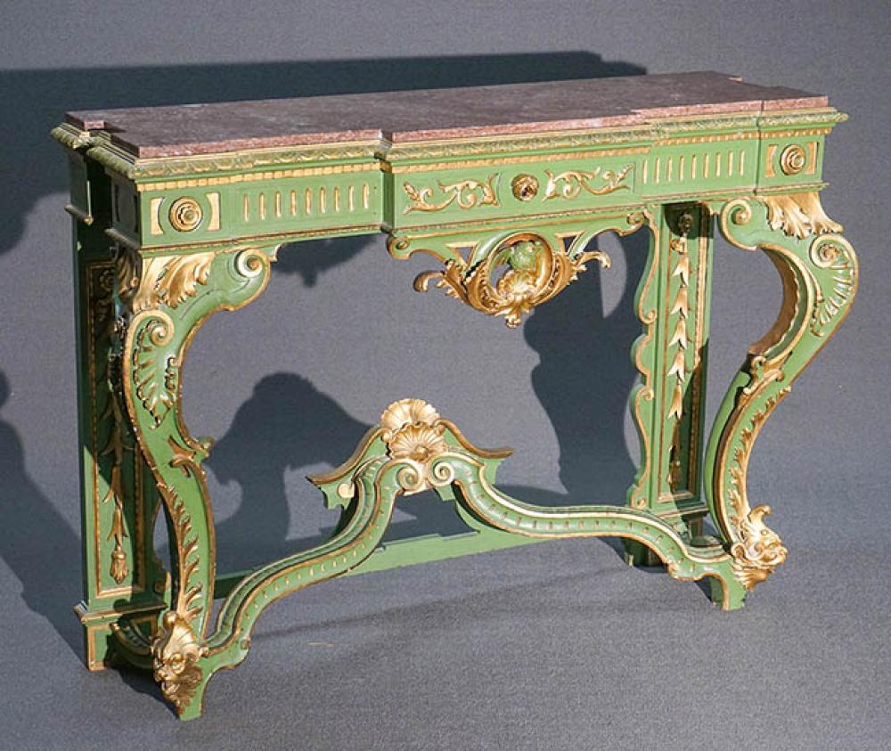 LOUIS XV STYLE PARTIAL GILT AND