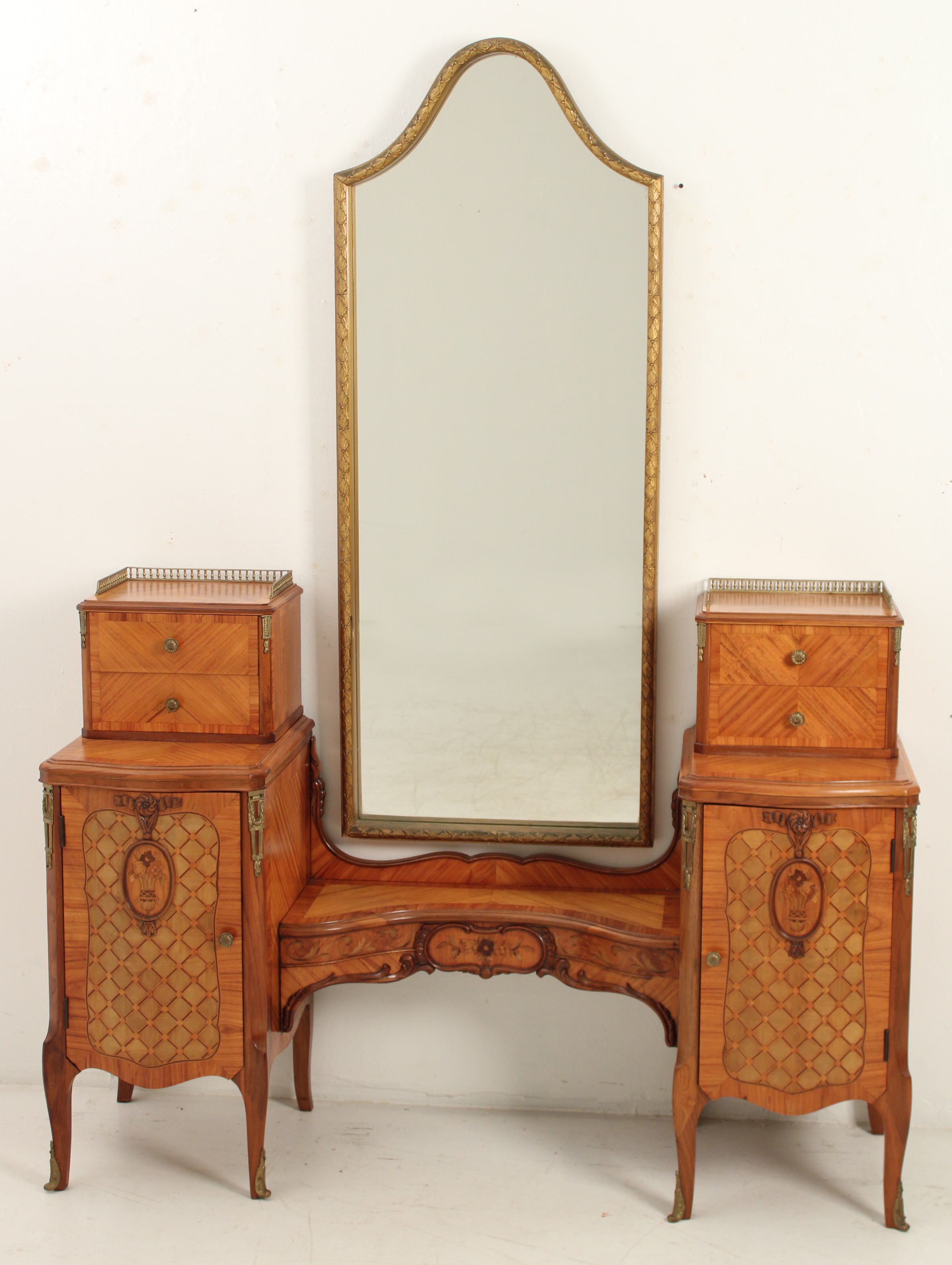LOUIS XV STYLE SATINWOOD VANITY AND