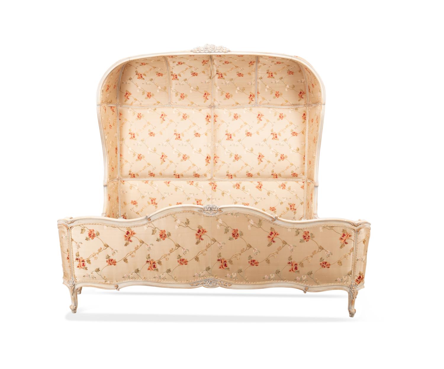 LOUIS XV STYLE SILK UPHOLSTERED