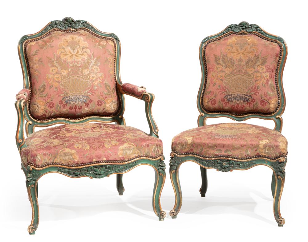 LOUIS XV-STYLE VERTE PEINTE, PARCEL