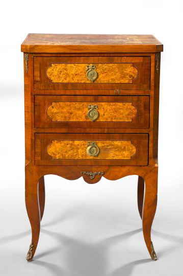 Louis XV-Style Walnut and Burl Wood