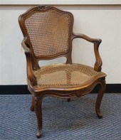 LOUIS XV STYLE WALNUT CANED SE