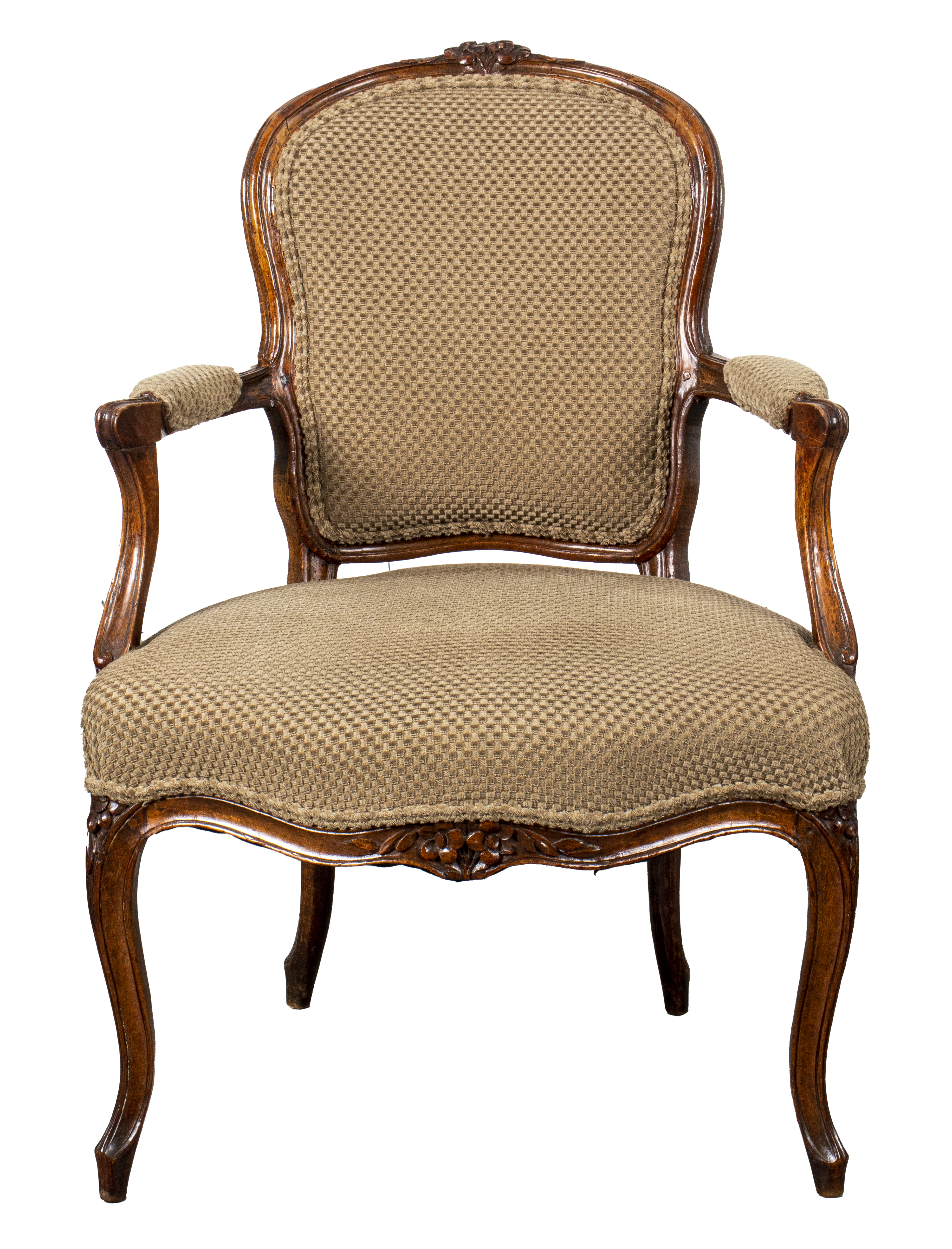 LOUIS XV STYLE WALNUT FAUTEUIL