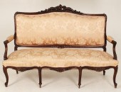 LOUIS XV STYLE WALNUT SETTEE,