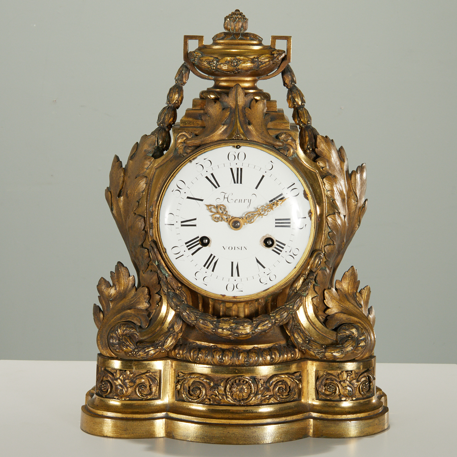 LOUIS XVI BRONZE MANTEL CLOCK BY