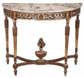 LOUIS XVI CARVED GILT AND MARB