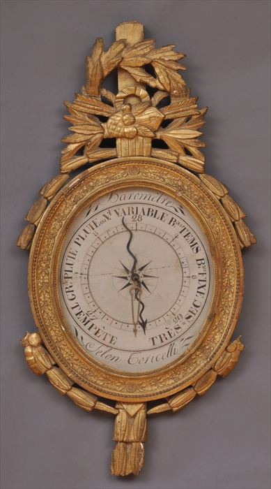 LOUIS XVI CARVED GILTWOOD BAROMETER