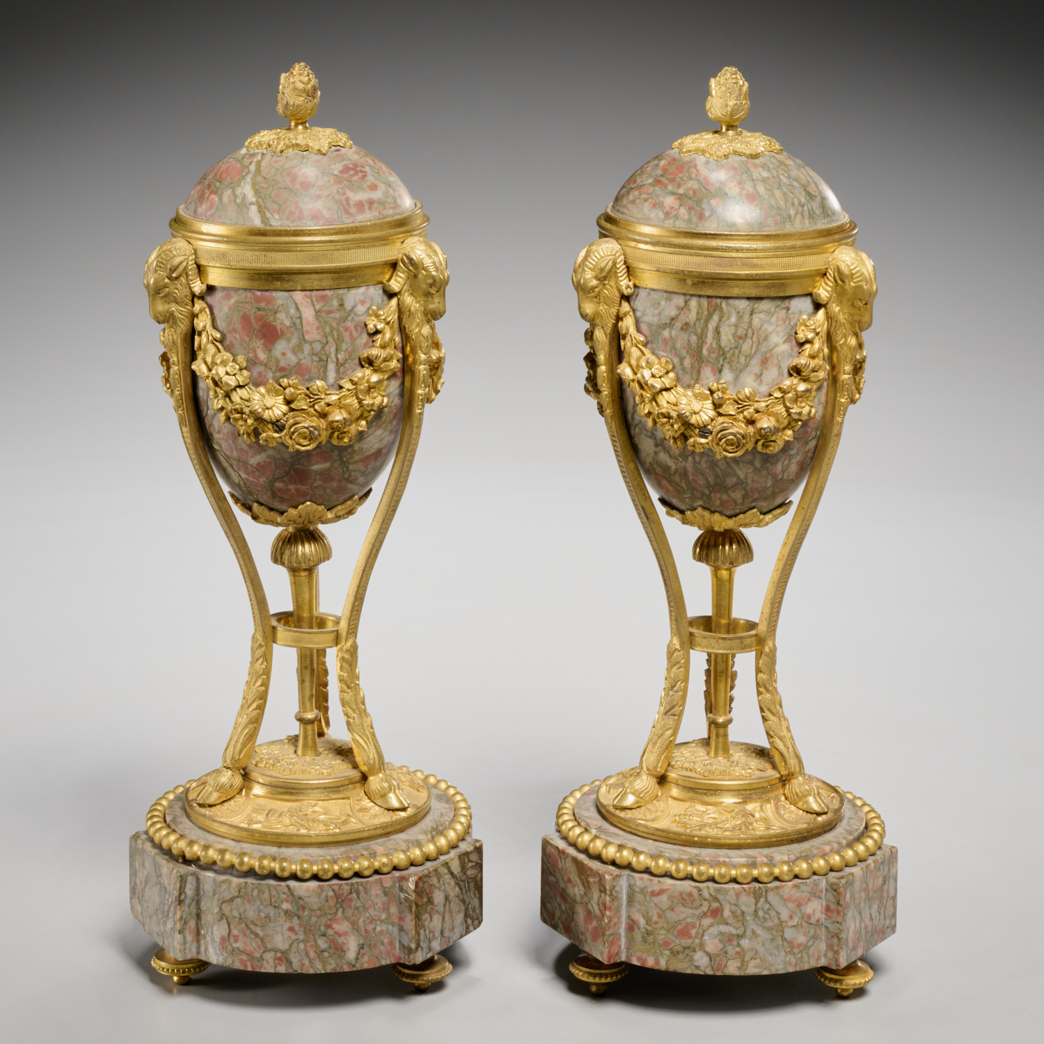 LOUIS XVI GILT BRONZE AND MARBLE