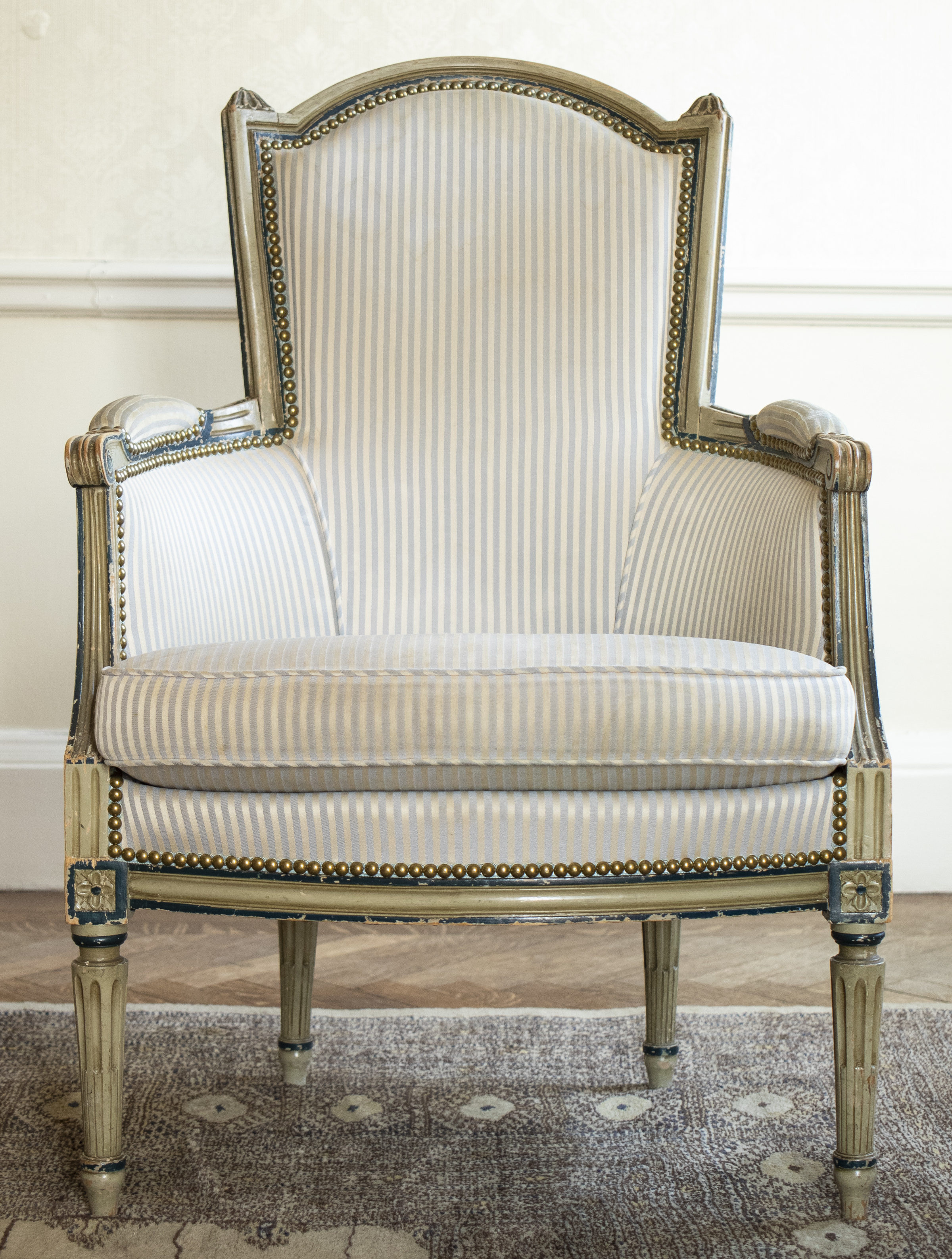 LOUIS XVI GREY AND BLUE PAINTED