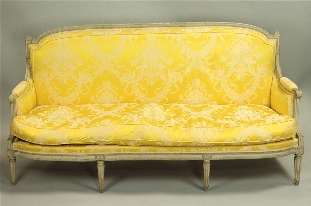 LOUIS XVI GREY PAINTED AND CARVED