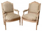 LOUIS XVI MANNER WOOD ARMCHAIR