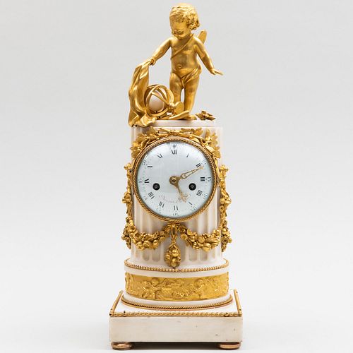 LOUIS XVI ORMOLU AND WHITE MARBLE