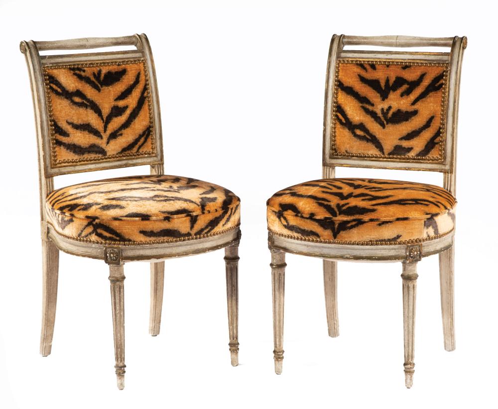 LOUIS XVI PAINTED AND PARCEL GILT