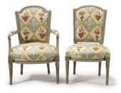 Louis XVI painted fauteuil a l
