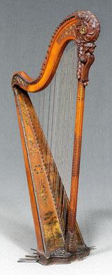 Louis XVI satinwood harp, finely