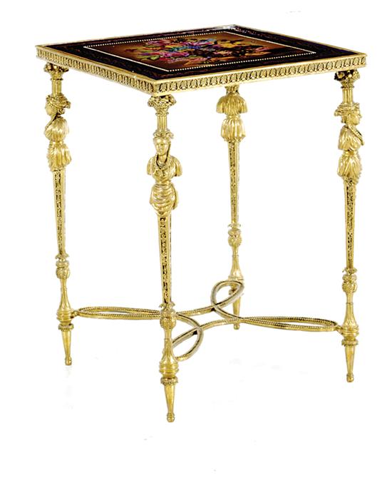 Louis XVI style brass and porcelain
