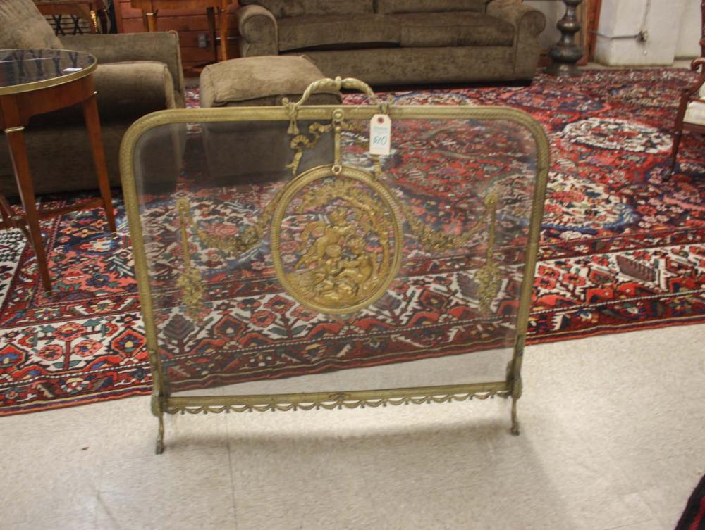LOUIS XVI STYLE BRASS AND WIRE MESH