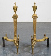LOUIS XVI STYLE BRASS ANDIRONS