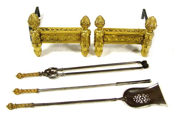 LOUIS XVI STYLE BRASS CHENET AND