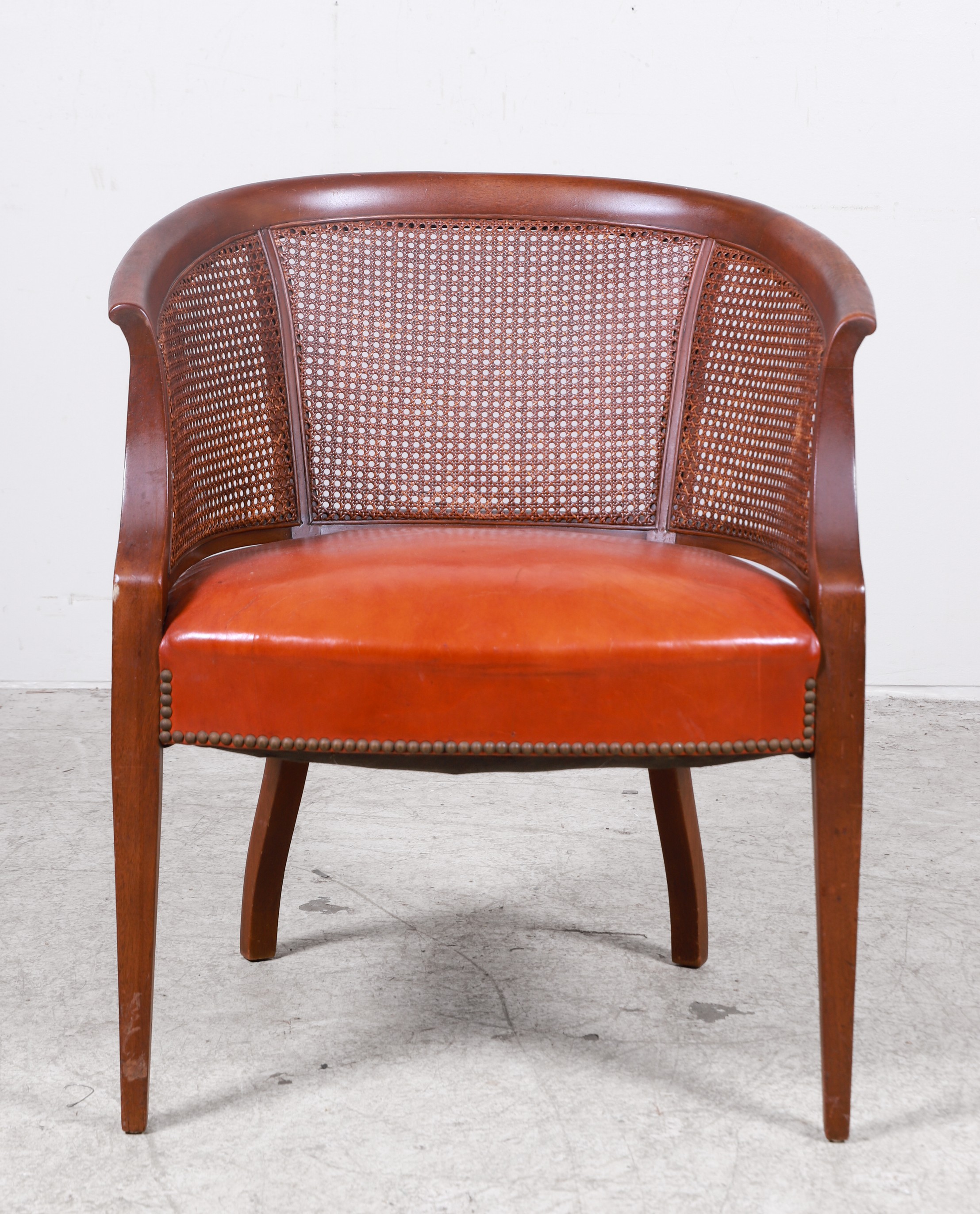 Louis XVI style caned and leather