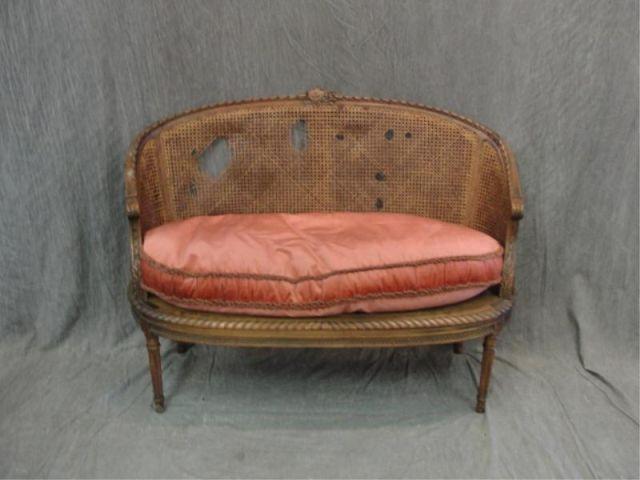 Louis XVI Style Caned Loveseat.