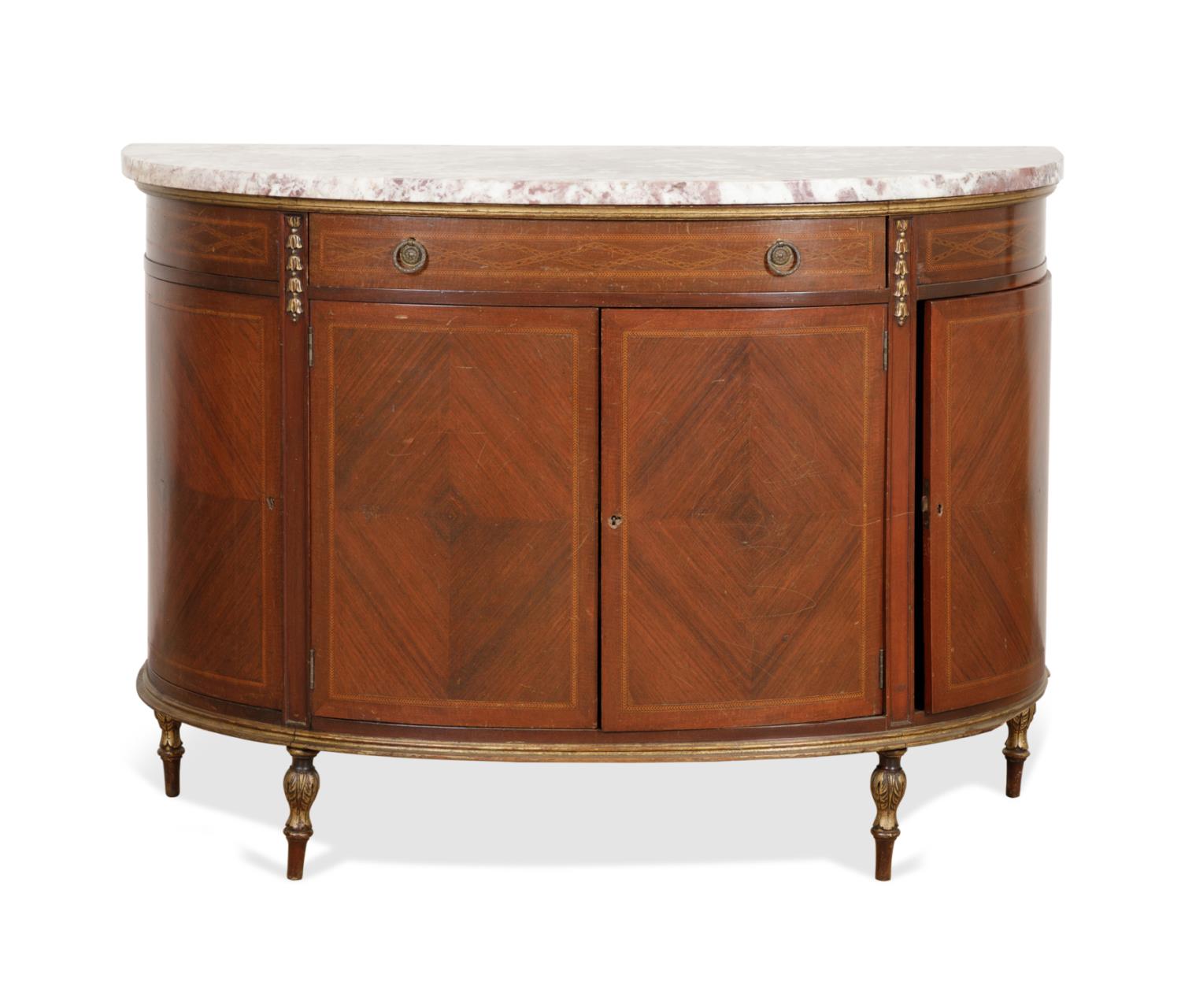 LOUIS XVI STYLE DEMILUNE MARBLE TOP
