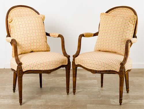 LOUIS XVI-STYLE FAUTEUILS, PAIRPair