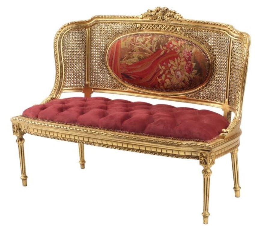 LOUIS XVI STYLE GILT CANED