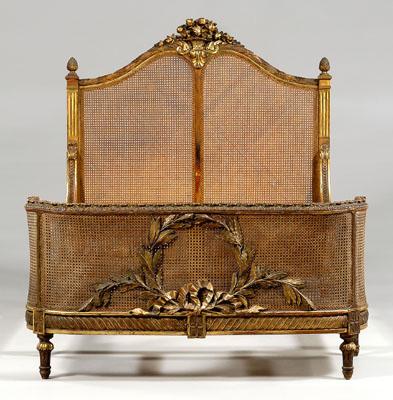 Louis XVI style gilt wood bedstead: