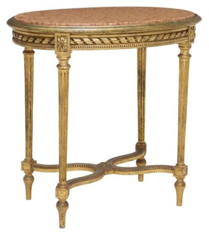 LOUIS XVI STYLE GILTWOOD & MARBLE