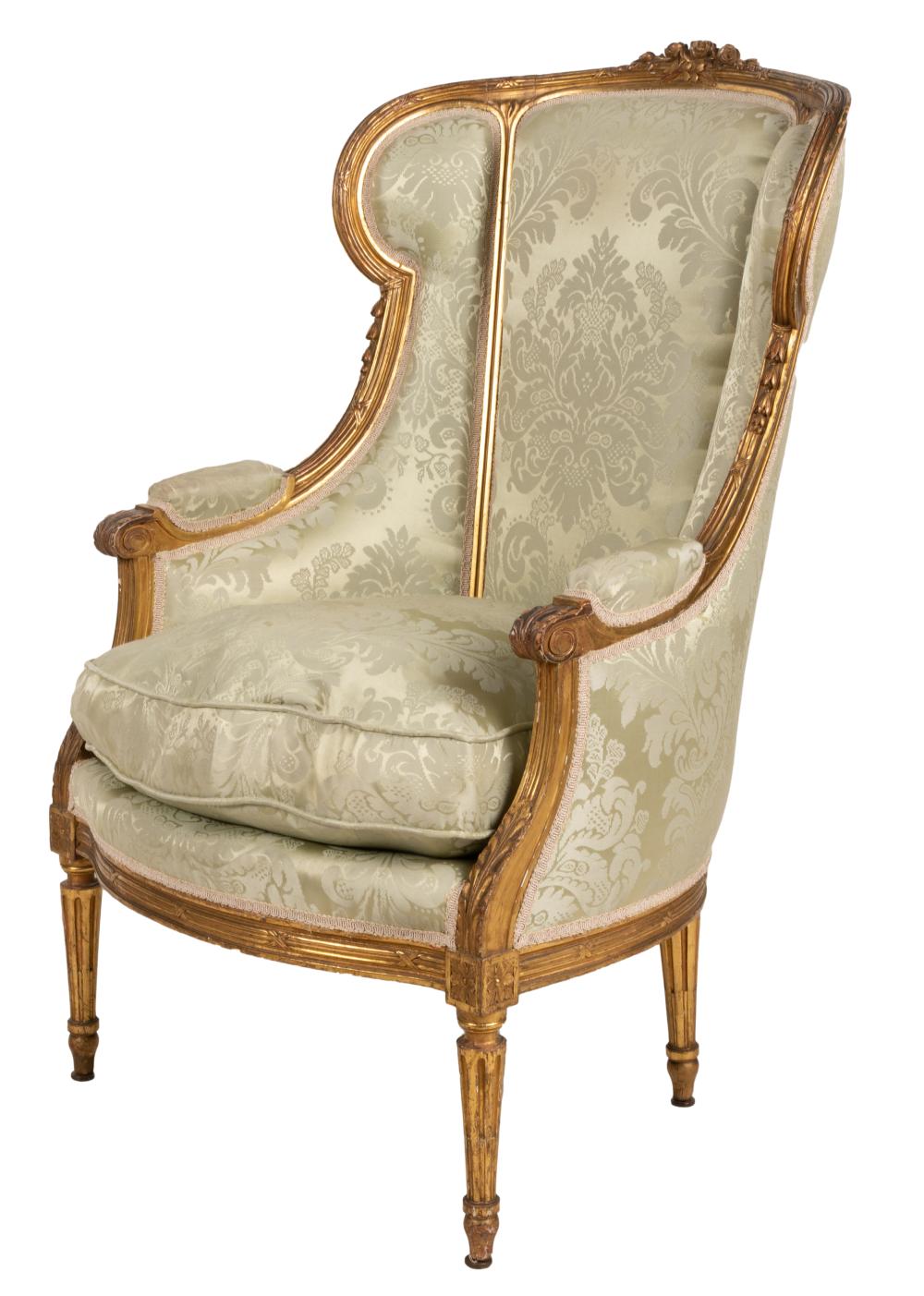 LOUIS XVI-STYLE GILTWOOD BERGERE
