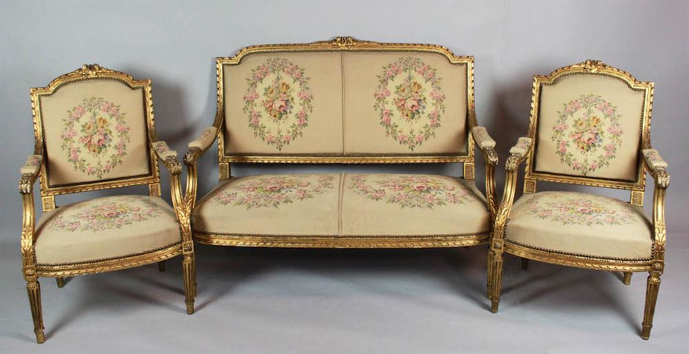 LOUIS XVI STYLE GILTWOOD CANAPE