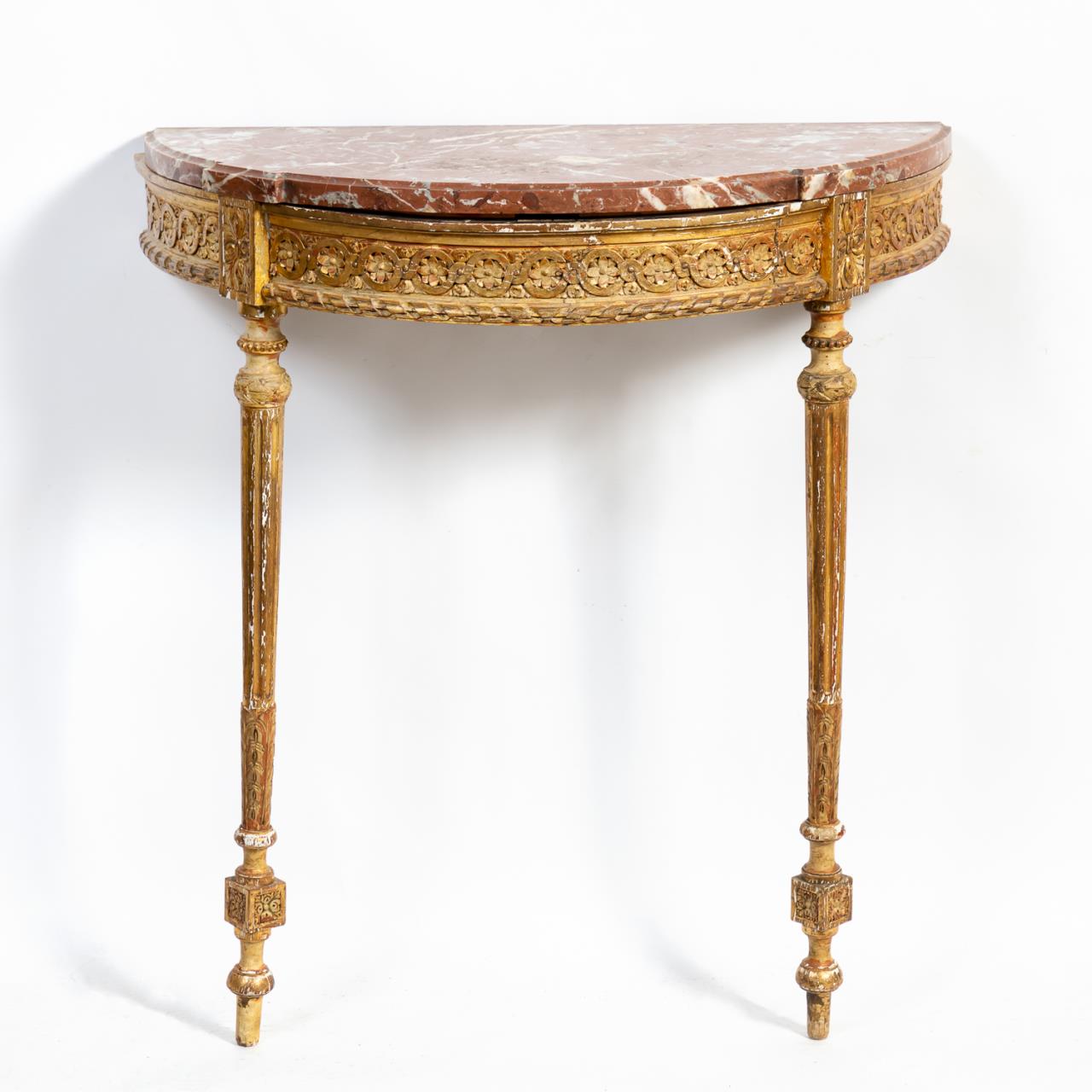 LOUIS XVI STYLE GILTWOOD MARBLE TOP