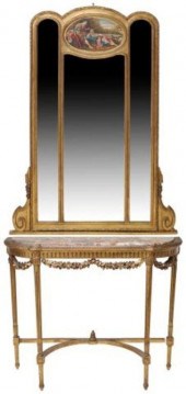 LOUIS XVI STYLE GILTWOOD MIRRO