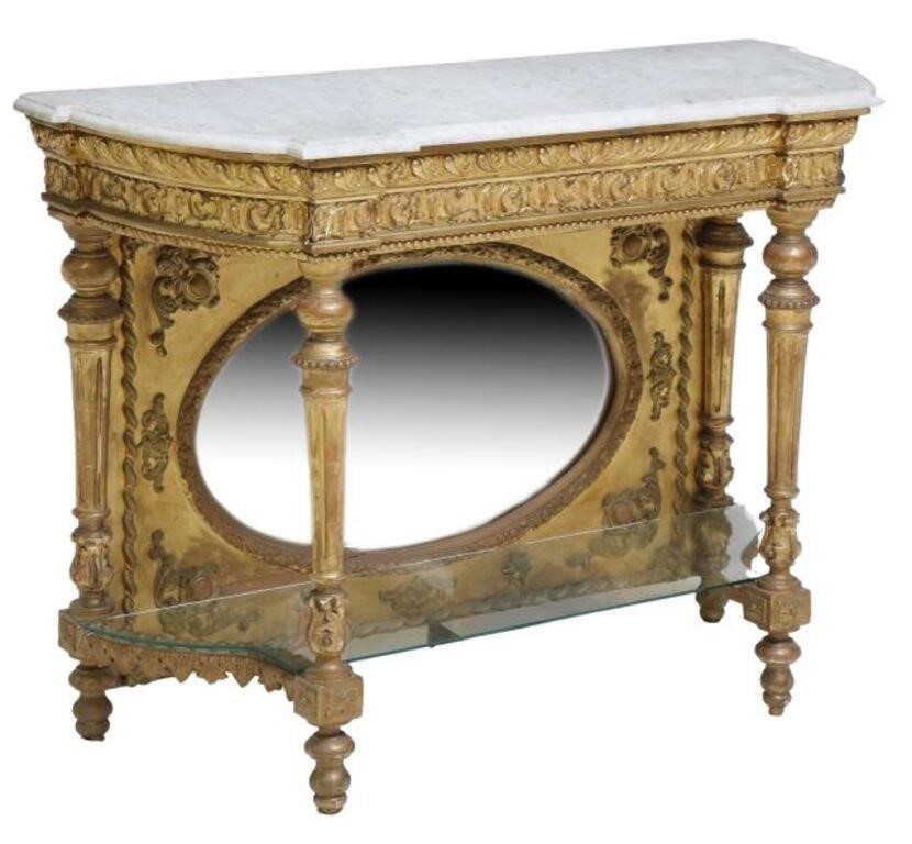 LOUIS XVI STYLE GILTWOOD MIRRORED
