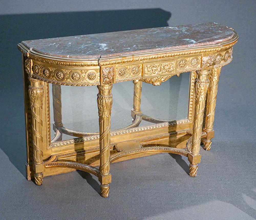 LOUIS XVI STYLE GILTWOOD MOTTLED