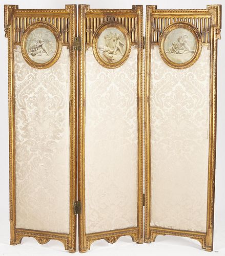 LOUIS XVI STYLE GILTWOOD SCREEN
