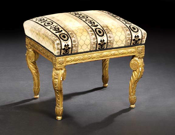 Louis XVI-Style Giltwood Stool, 